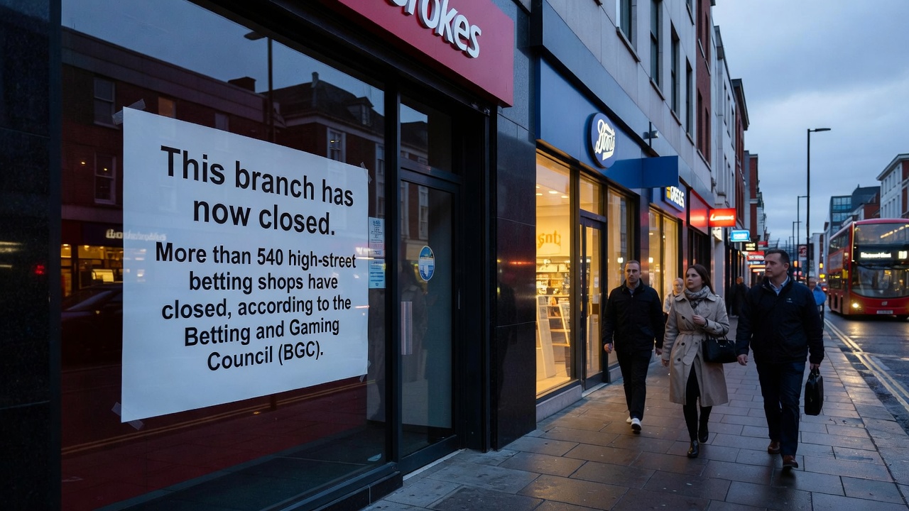 Interior view of a British betting shop with fewer customers after recent closures